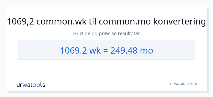 1069.2 uger til måneder konvertering