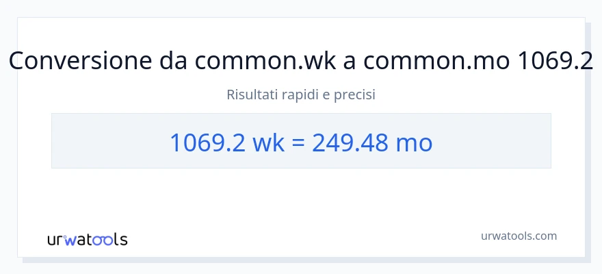 Conversione da 1069.2 settimane a mesi