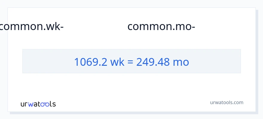 1069.2 ആഴ്ചകൾ ൽ നിന്ന് മാസങ്ങൾ ലേക്ക് പരിവർത്തനം