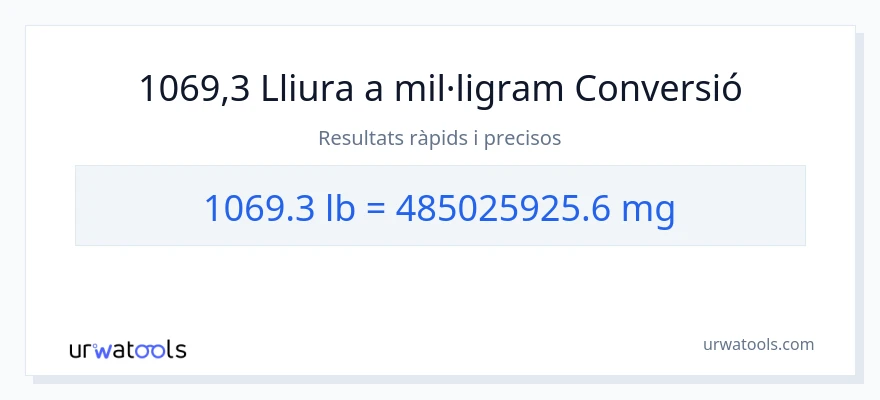 Conversió de 1069.3 lliures a mil·ligrams