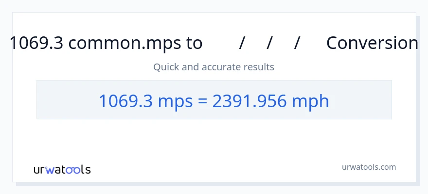 1069.3 Meters Per Second ൽ നിന്ന് മണിക്കൂറിൽ മൈൽ ലേക്ക് പരിവർത്തനം
