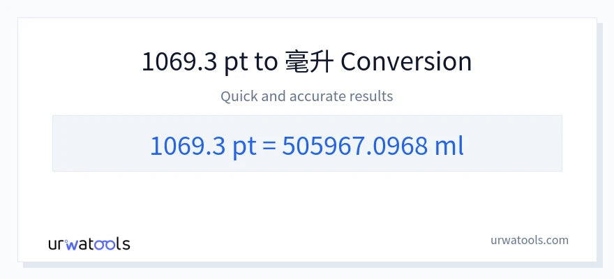 1069.3 Pints 到 毫升 轉換