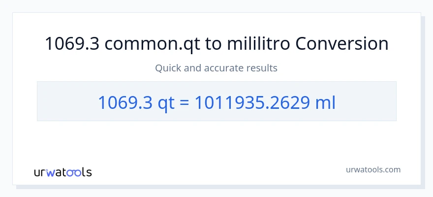 1069.3 Quarts patungong mga mililitro na conversion