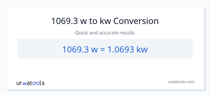 1069.3 watts patungong kilowatts na conversion