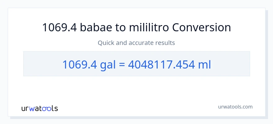 1069.4 Mga galon patungong mga mililitro na conversion