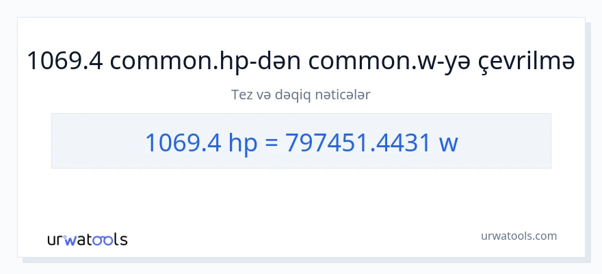1069.4 at gücü-dən vatt-ə çevrilmə