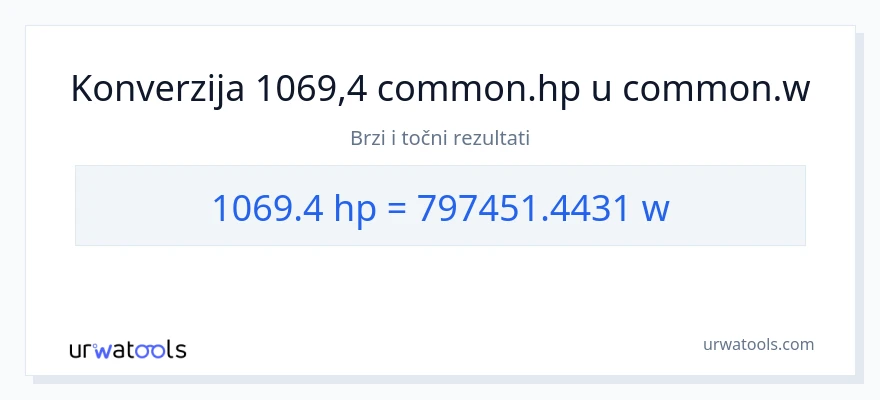 Konverzija od konjske snage do vati: 1069.4