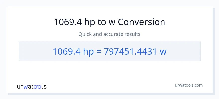 1069.4 lakas-kabayo patungong watts na conversion