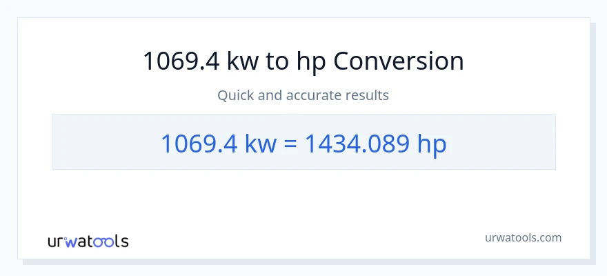 1069.4 kilowatts patungong lakas-kabayo na conversion