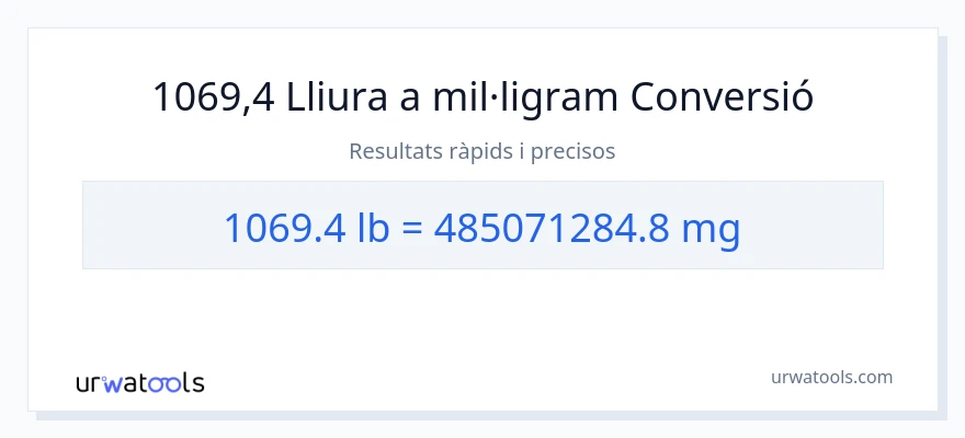 Conversió de 1069.4 lliures a mil·ligrams