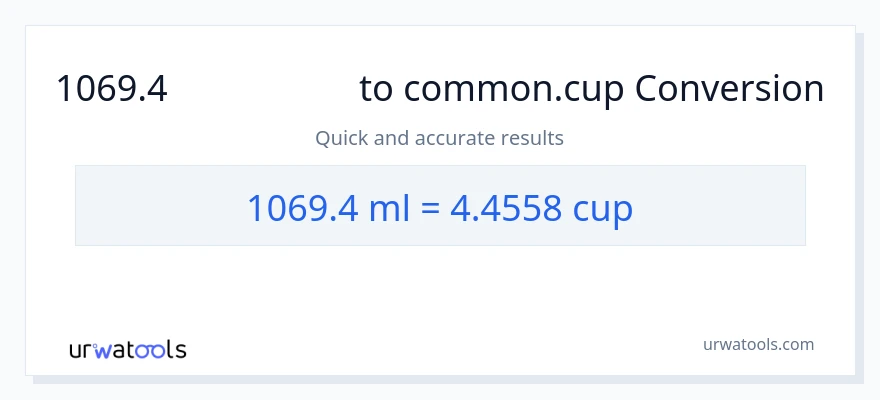 1069.4 મિલીલીટર થી કપ રૂપાંતર