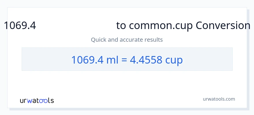 1069.4 മില്ലിലിറ്റർ ൽ നിന്ന് കപ്പുകൾ ലേക്ക് പരിവർത്തനം