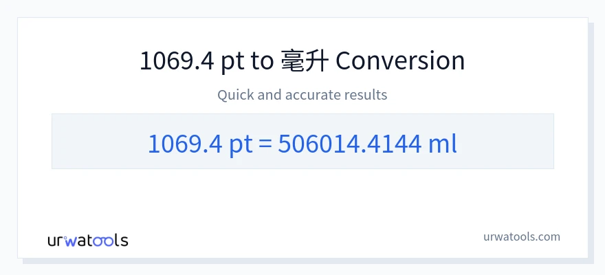 1069.4 Pints 到 毫升 轉換