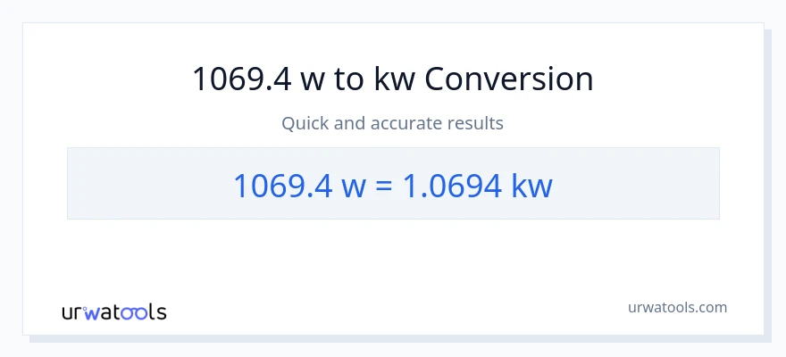 1069.4 watts patungong kilowatts na conversion