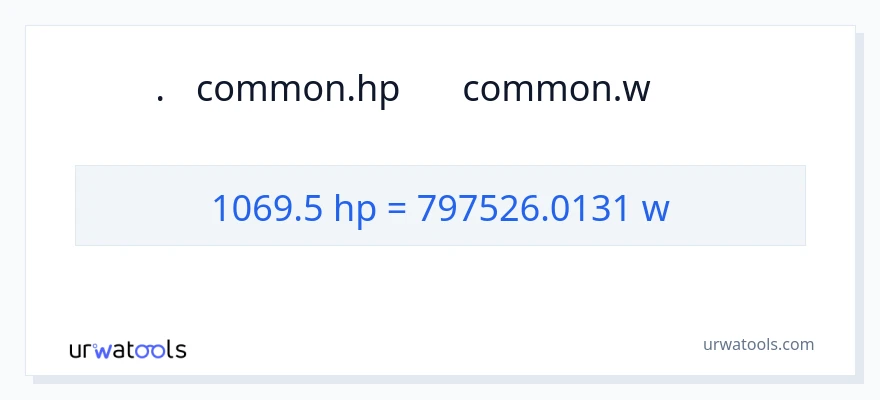 1069.5 હોર્સપાવર થી વોટ્સ રૂપાંતર