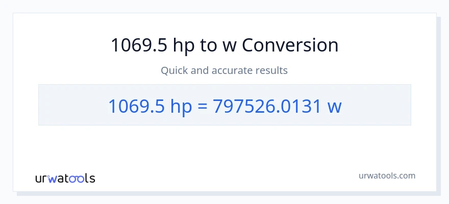 1069.5 lakas-kabayo patungong watts na conversion