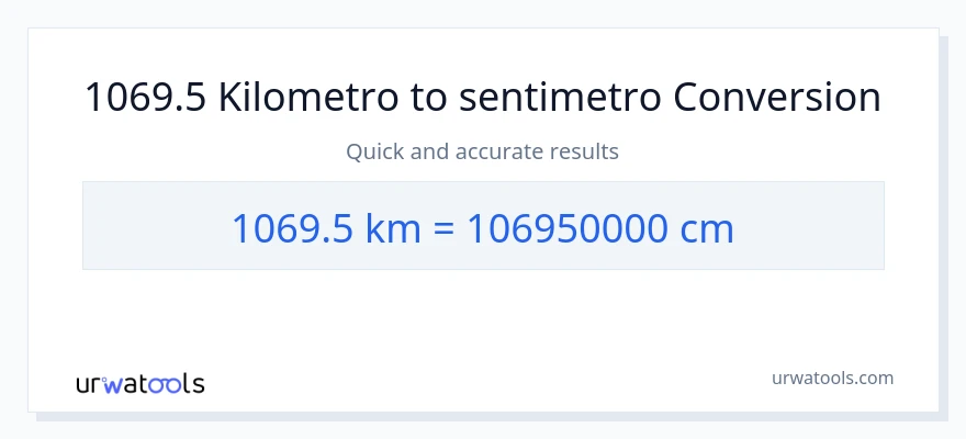 1069.5 Kilometro patungong Mga Sentimetro na conversion