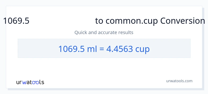1069.5 മില്ലിലിറ്റർ ൽ നിന്ന് കപ്പുകൾ ലേക്ക് പരിവർത്തനം