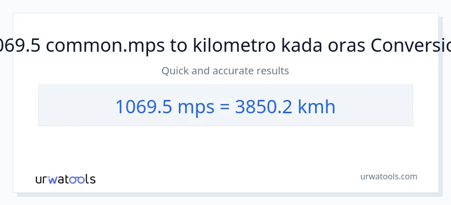 1069.5 Meters Per Second patungong kilometro kada oras na conversion