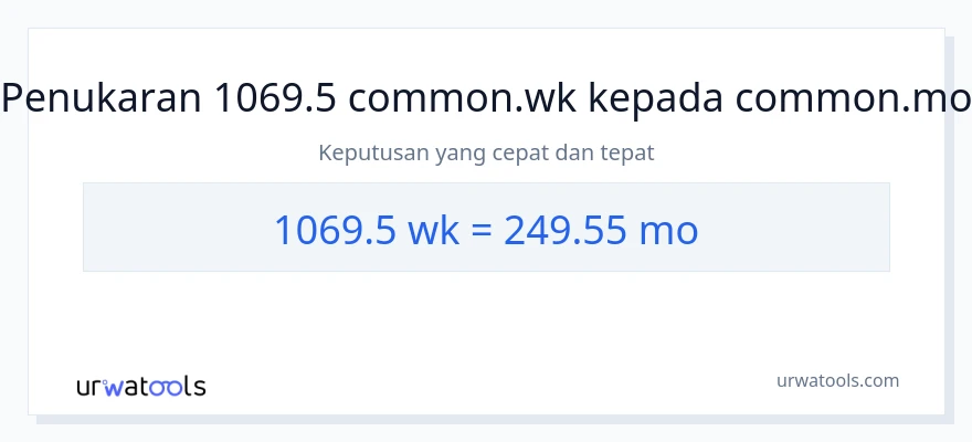 1069.5 Weeks to Months conversion