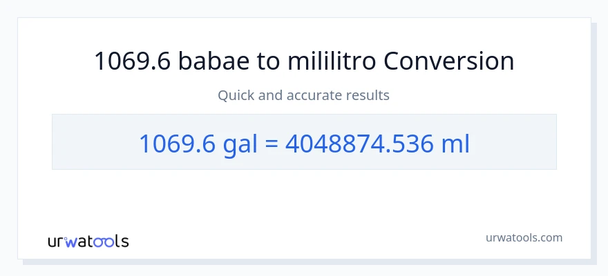 1069.6 Mga galon patungong mga mililitro na conversion