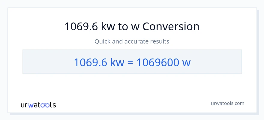 1069.6 kilowatts patungong watts na conversion