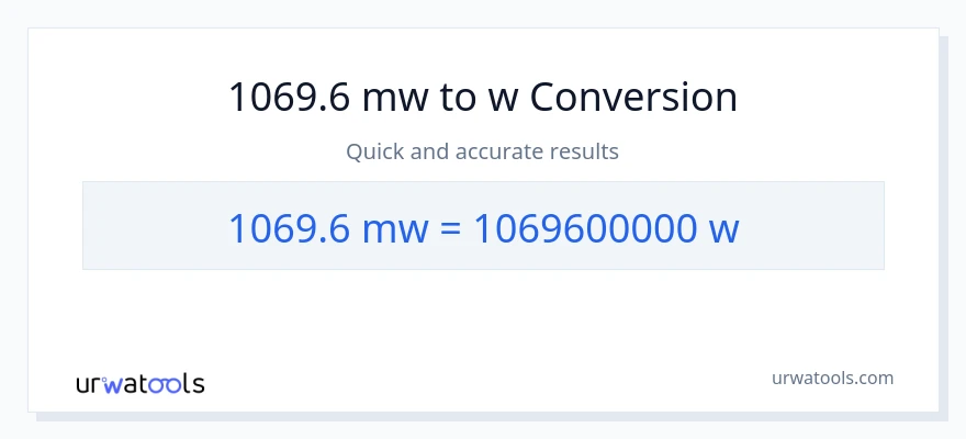 1069.6 mga megawatt patungong watts na conversion