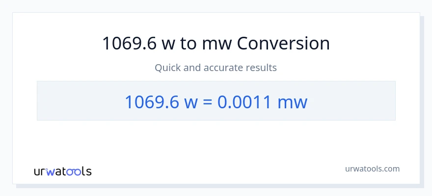1069.6 watts patungong mga megawatt na conversion