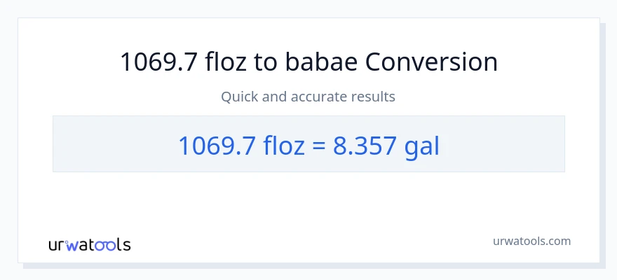 1069.7 mga onsa ng likido patungong Mga galon na conversion