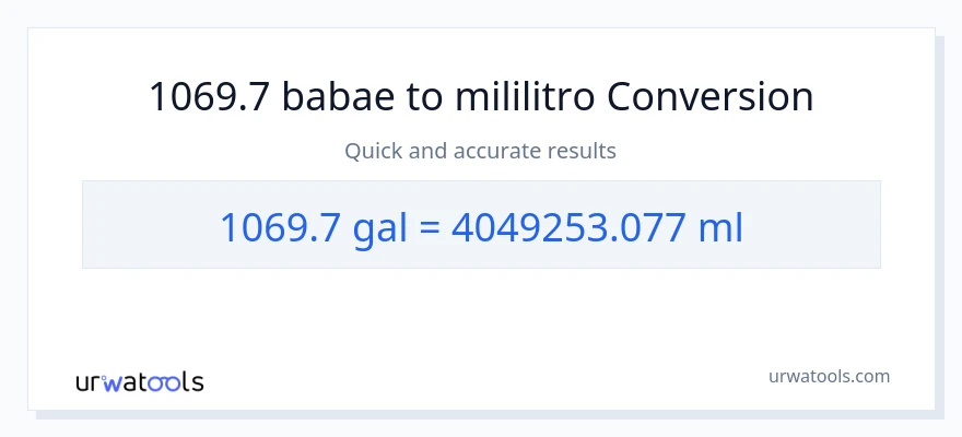 1069.7 Mga galon patungong mga mililitro na conversion