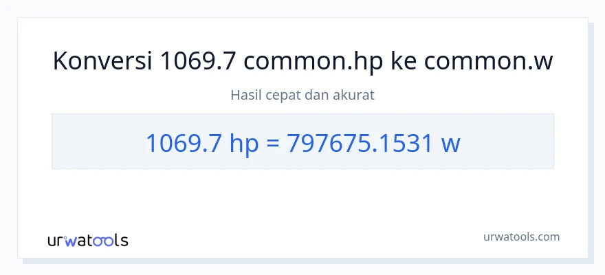 Konversi 1069.7 daya kuda ke watt