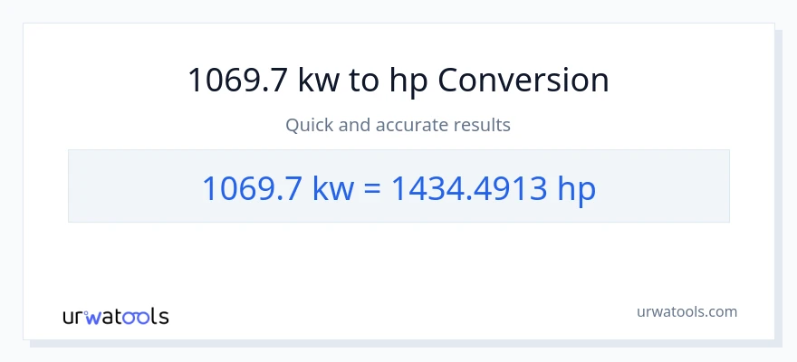 1069.7 kilowatts patungong lakas-kabayo na conversion