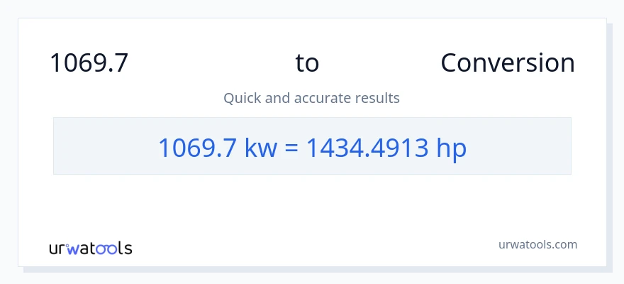 1069.7 കിലോവാട്ട്സ് ൽ നിന്ന് കുതിരശക്തി ലേക്ക് പരിവർത്തനം