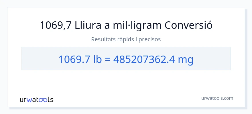 Conversió de 1069.7 lliures a mil·ligrams