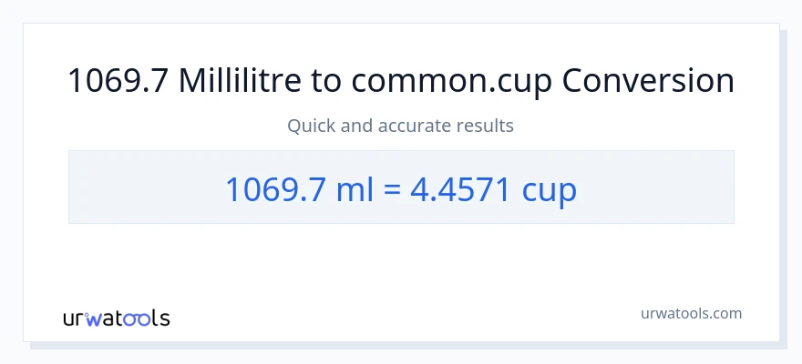 Conversion 1069.7 millilitres vers tasses