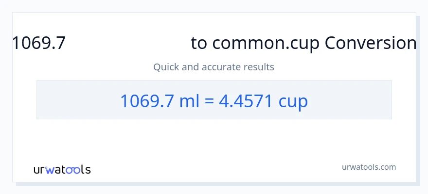 1069.7 మిల్లీలీటర్లు నుండి కప్పులు కు మార్పిడి