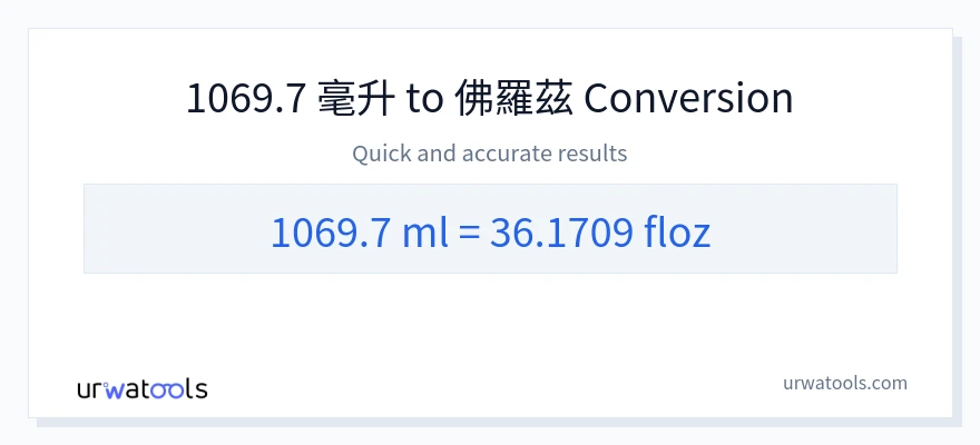 1069.7 毫升 到 液體盎司 轉換