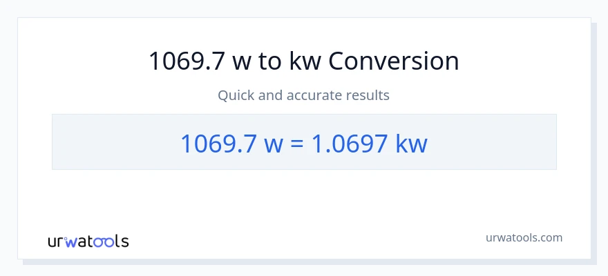 1069.7 watts patungong kilowatts na conversion