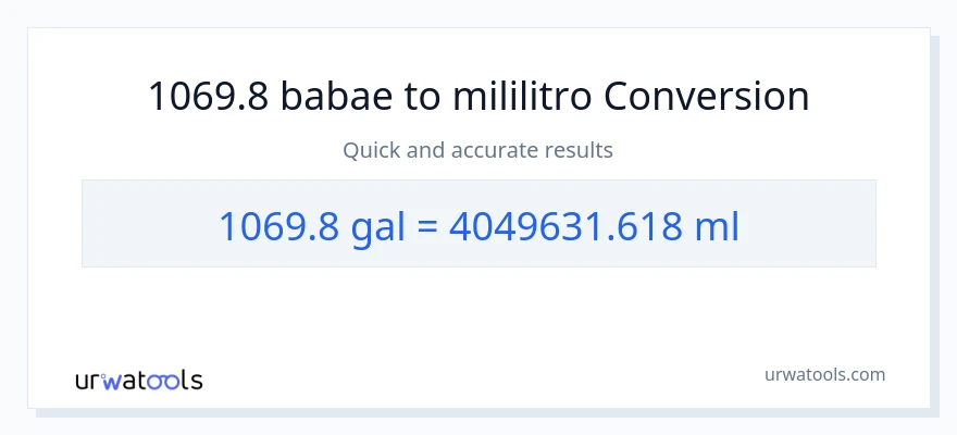 1069.8 Mga galon patungong mga mililitro na conversion