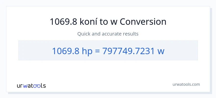 Konverze z koňská síla na watty: 1069.8