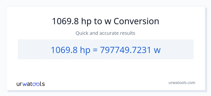 1069.8 lakas-kabayo patungong watts na conversion