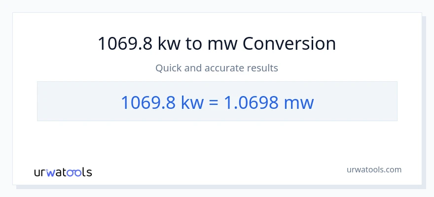 1069.8 kilowatts patungong mga megawatt na conversion