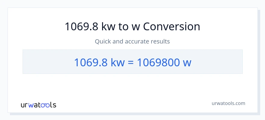 1069.8 kilowatts patungong watts na conversion