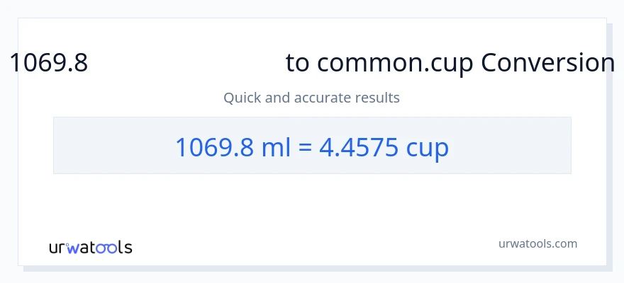 1069.8 മില്ലിലിറ്റർ ൽ നിന്ന് കപ്പുകൾ ലേക്ക് പരിവർത്തനം