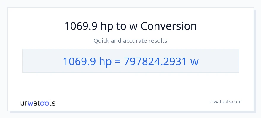 1069.9 lakas-kabayo patungong watts na conversion