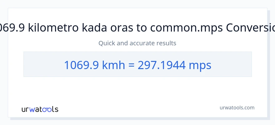 1069.9 kilometro kada oras patungong Meters Per Second na conversion