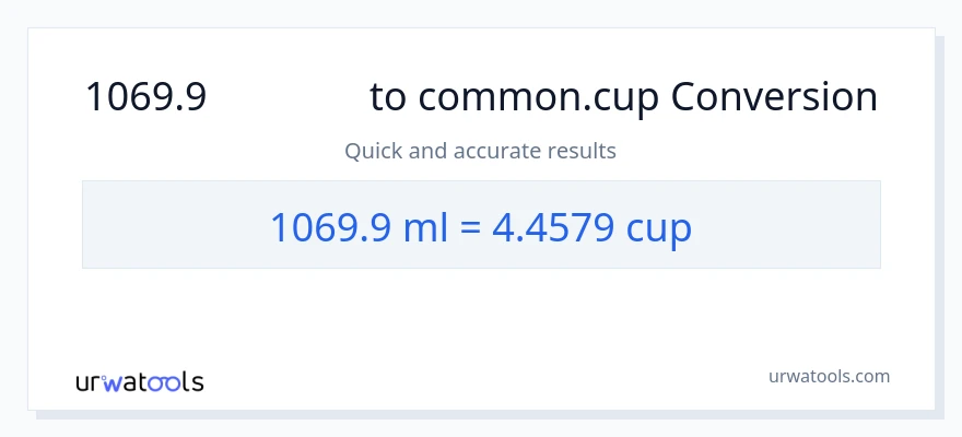การแปลง 1069.9 มิลลิลิตร เป็น ถ้วย