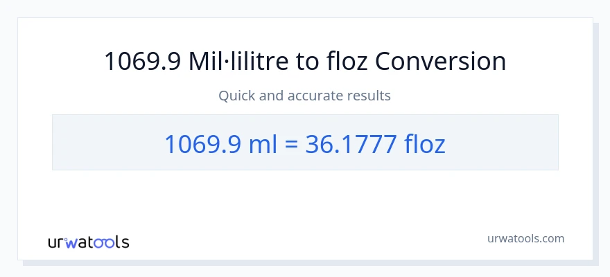 Conversió de 1069.9 mil·lilitres a unces fluides