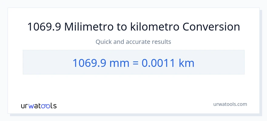 1069.9 milimetro patungong Kilometro na conversion