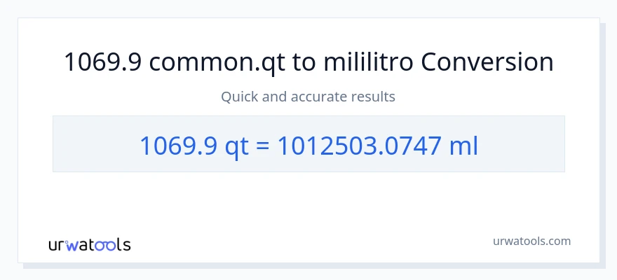 1069.9 Quarts patungong mga mililitro na conversion